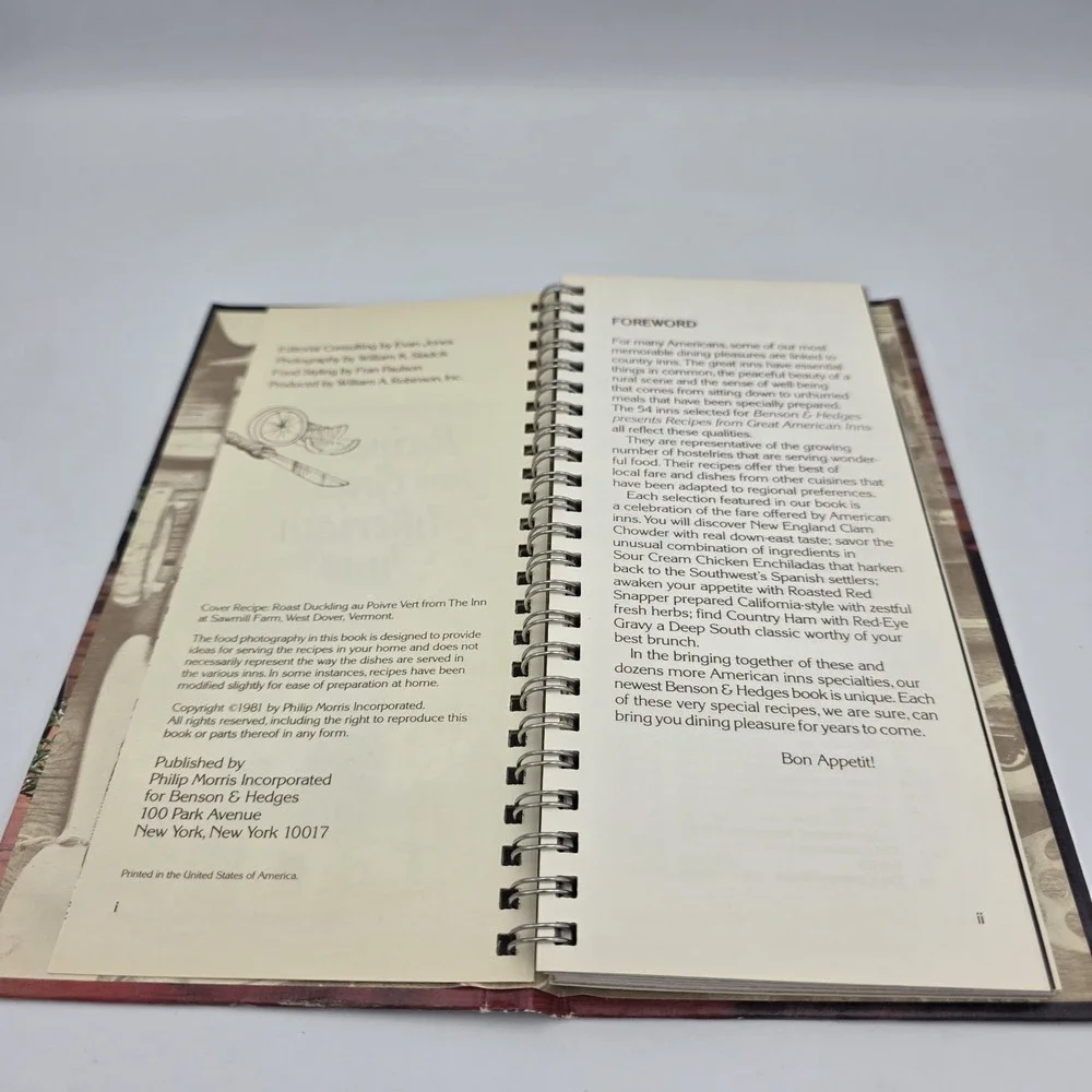 Benson & Hedges Presents Recipes From Great‎ American Inns 1981